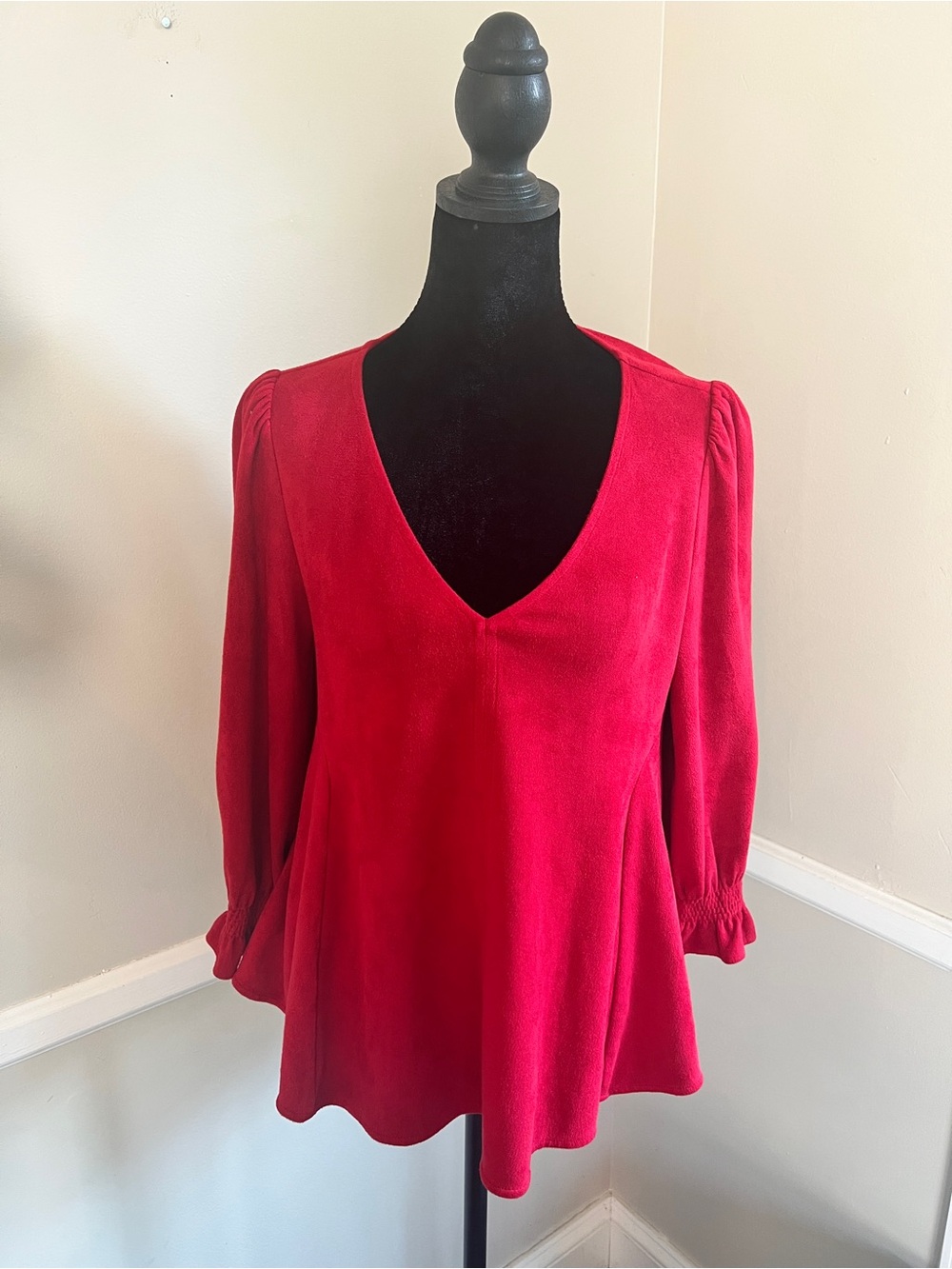 Tuckernuck V-Neck Long Sleeve Tunic in Red